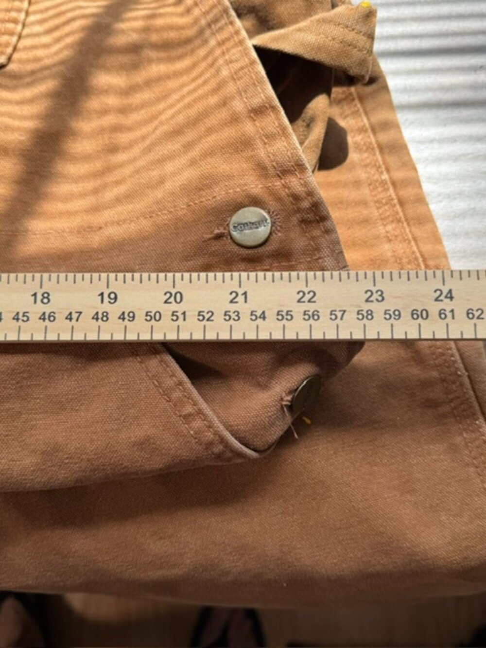 Carhartt R06 BRN Duck Bib Overalls Mens 44x30 Brown Double Knee Workwear - Picture 13 of 15